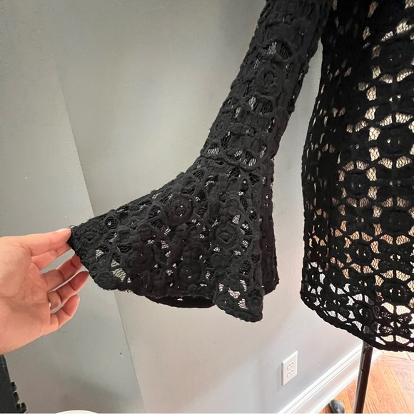 Free People Back to Black Lace/Nude Bell Sleeve Mini Dress, 8 - $168 - Picture 4 of 9